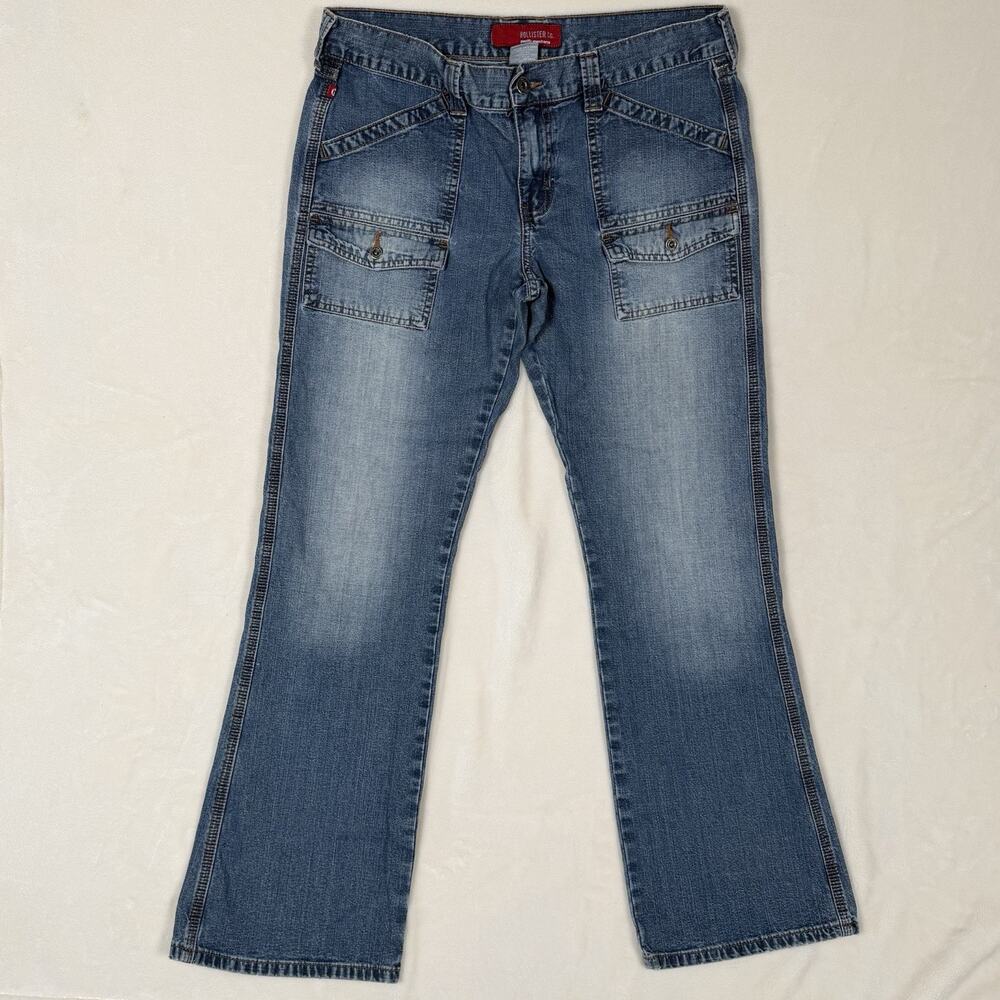 Hollister Co Pacific Merchants Flare Bootcut Jean Womens 10R Cargo Pocket Y2K